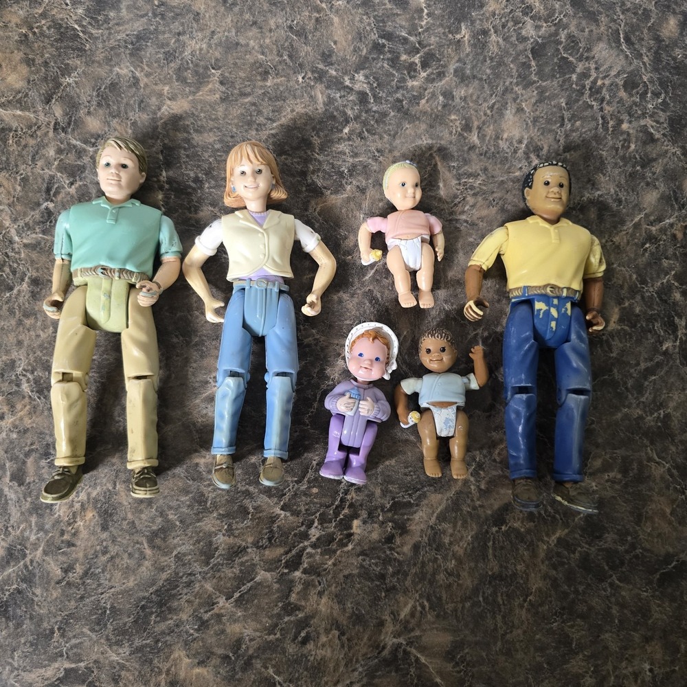 Fisher Price Loving Family Figures Lot of 6 Mom Dad Babies Children Vintage Used
